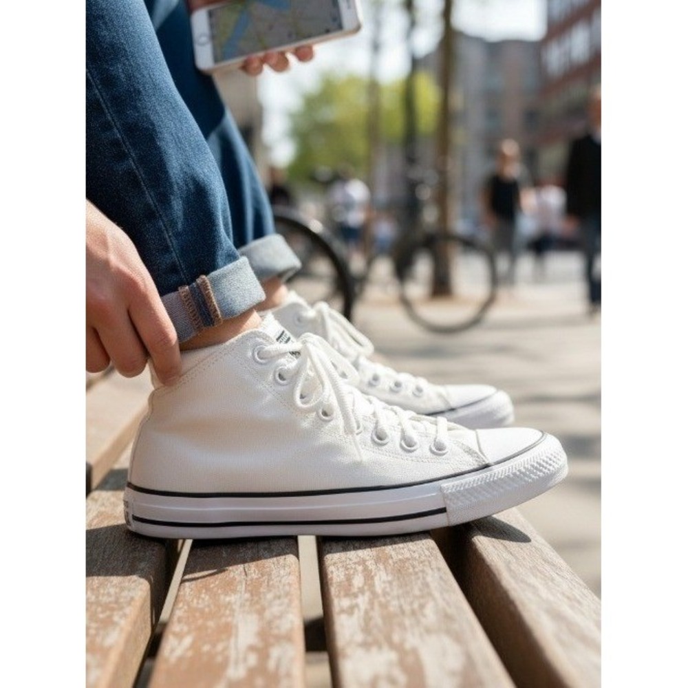Converse Chuck Taylor Womens 8.5 All Star Madison Mid White Canvas Sneakers